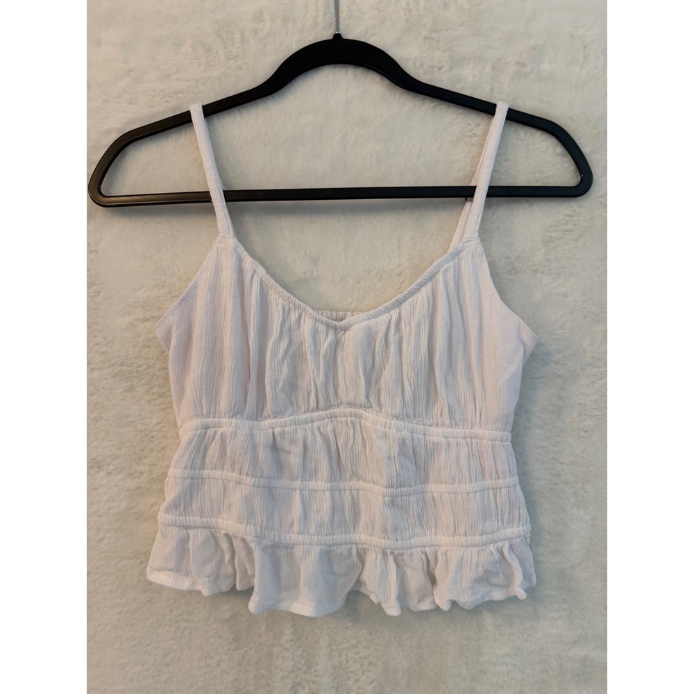 Hollister White Ruffle Hem Camisole Top